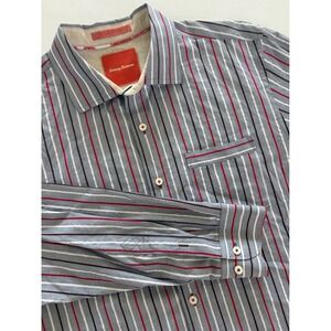 Tommy Bahama Mens Long Sleeve Button Down Shirt Striped Blue Red White Pocket